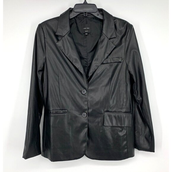 Love Tree Blazer Black Faux Leather Double Button Lined Jacket - Picture 1 of 9